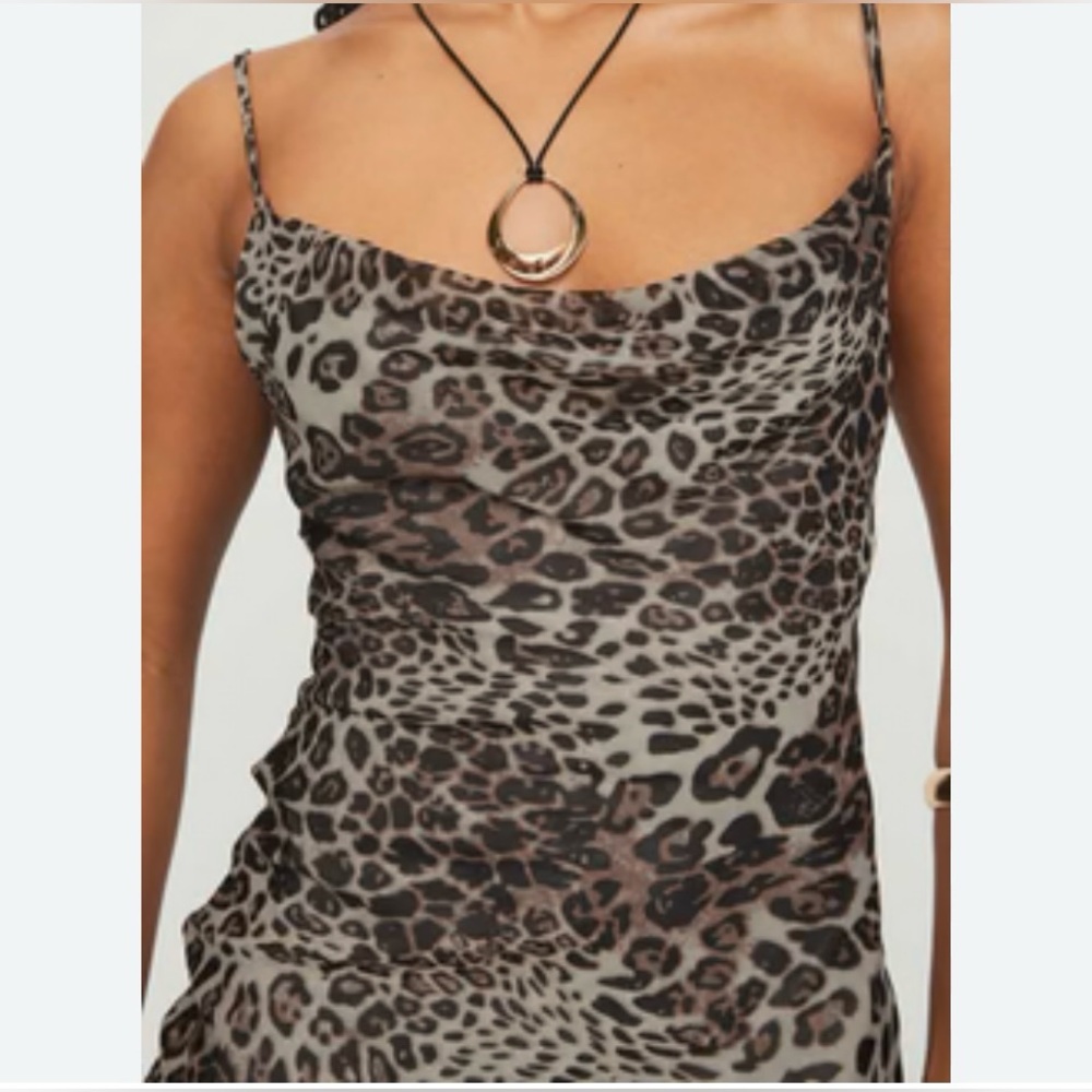 Sweet Pea Gray and brown Animal Print cowl neck Top